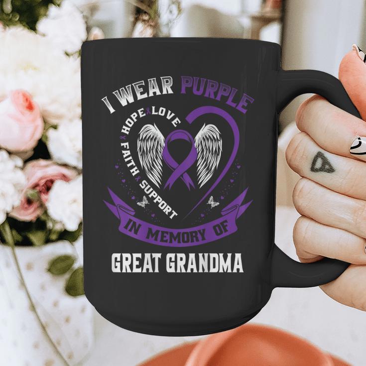 Purple In Memory Of My Great Grandma Alzheimers Back Graphic Graphic Print Coffee Mug Purple In Memory Of My Great Grandma Alzheimers Back Graphic Graphic Print Coffee Mug