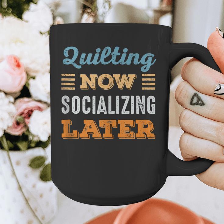 Quilting Now Minimal Socializing Introvert Vintage Graphic Print Coffee Mug Quilting Now Minimal Socializing Introvert Vintage Graphic Print Coffee Mug