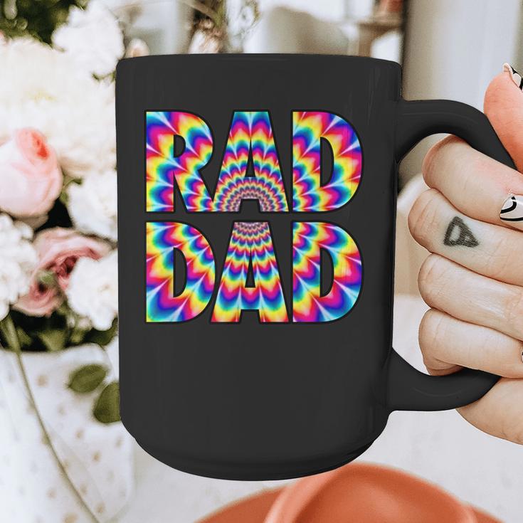 Rad Dad Trippy Hippie Tie-Dye Rainbow 70s Vibes Novelty Graphic Print Coffee Mug