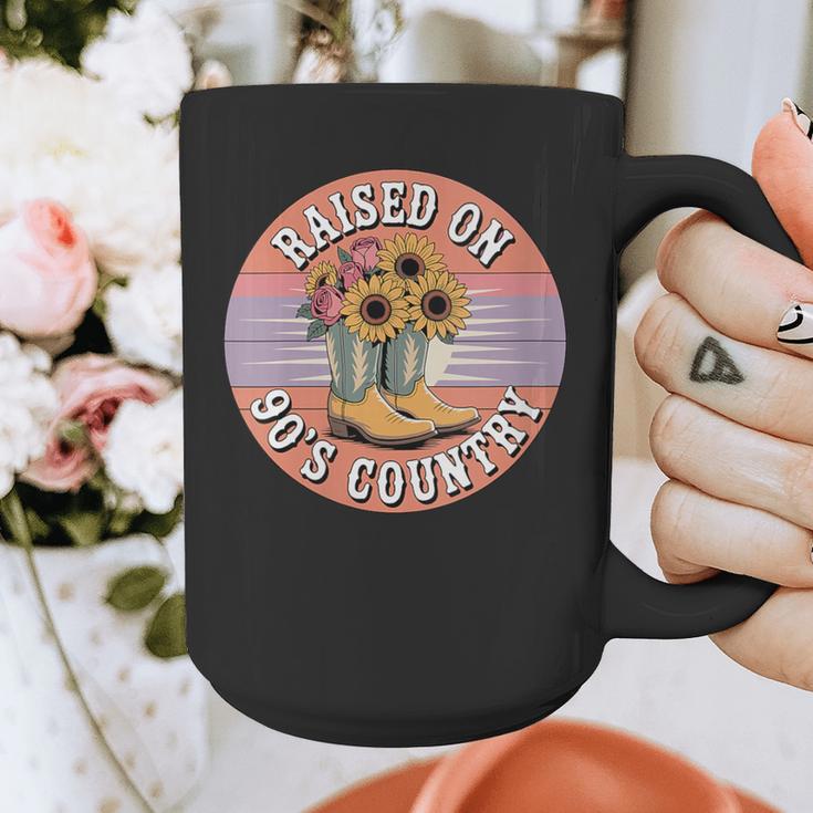 Raised On 90’s Country Women Retro Western Music Nostalgia Graphic Print Coffee Mug