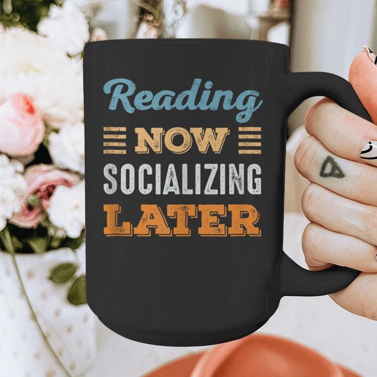 Reading Now Minimal Socializing Introvert Vintage Graphic Print Coffee Mug