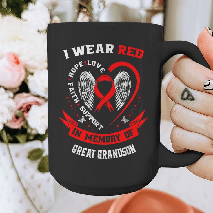 Red In Memory Great Grandson Heart Disease Awareness Month Graphic Print Coffee Mug