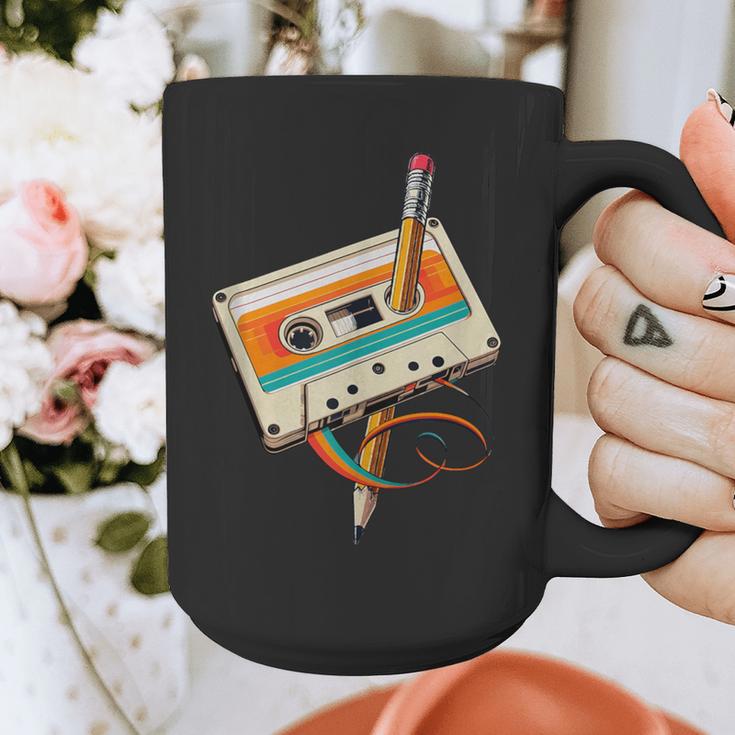 Retro Cassette Tape & Pencil Rewind Nostalgia Party 80s 90s Graphic Print Coffee Mug