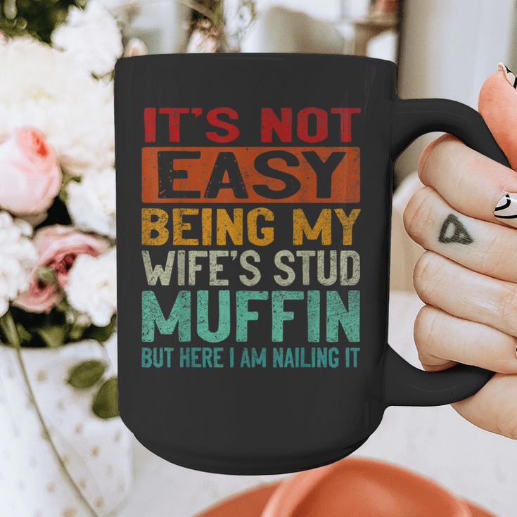 Retro Fathers Day Not Easy Being My Wifes Stud Muffin Dad Graphic Print Coffee Mug