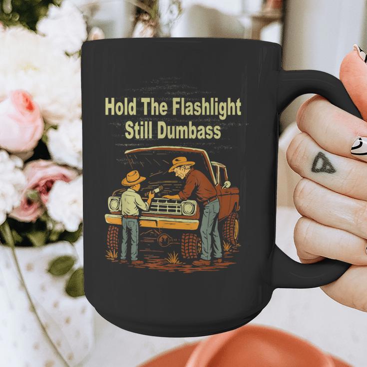 Retro Hold The Flashlight Still Dumbass Car Fixing Dad Son Graphic Print Coffee Mug