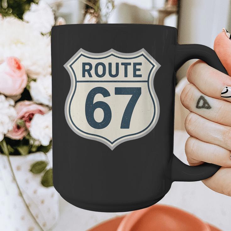 Retro Route 67 Highway Sign Vintage Road Nostalgia Graphic Print Coffee Mug