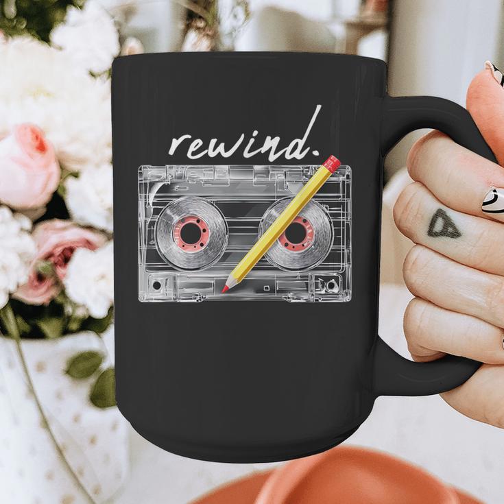 Rewind Cassette Tape Nostalgia 80s 90s Retro Music Lover Graphic Print Coffee Mug