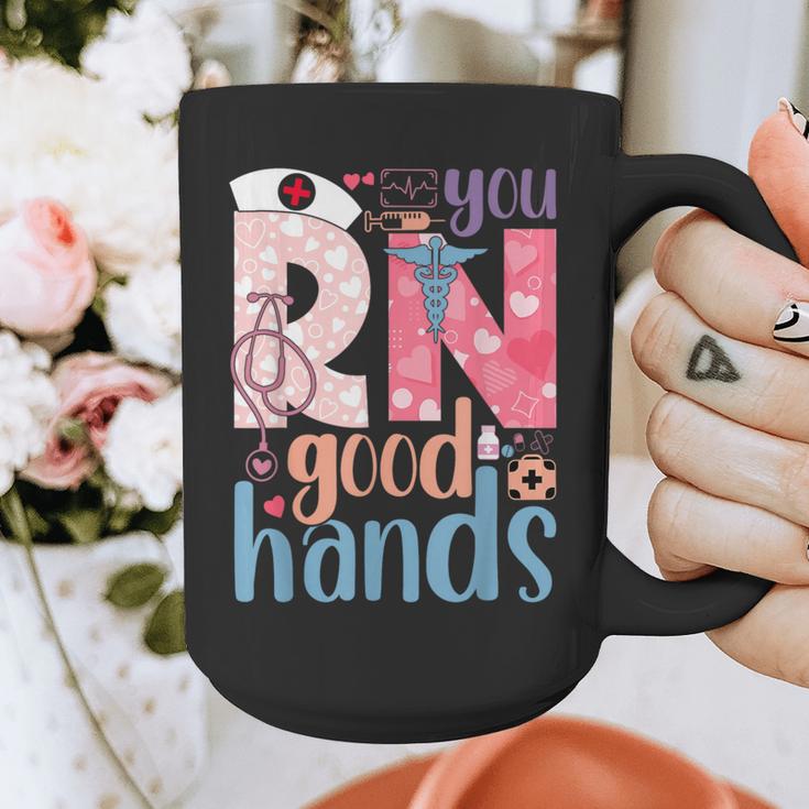 You RN Good Hands Cute Nurse Nursing Student Graduation Graphic Print Coffee Mug
