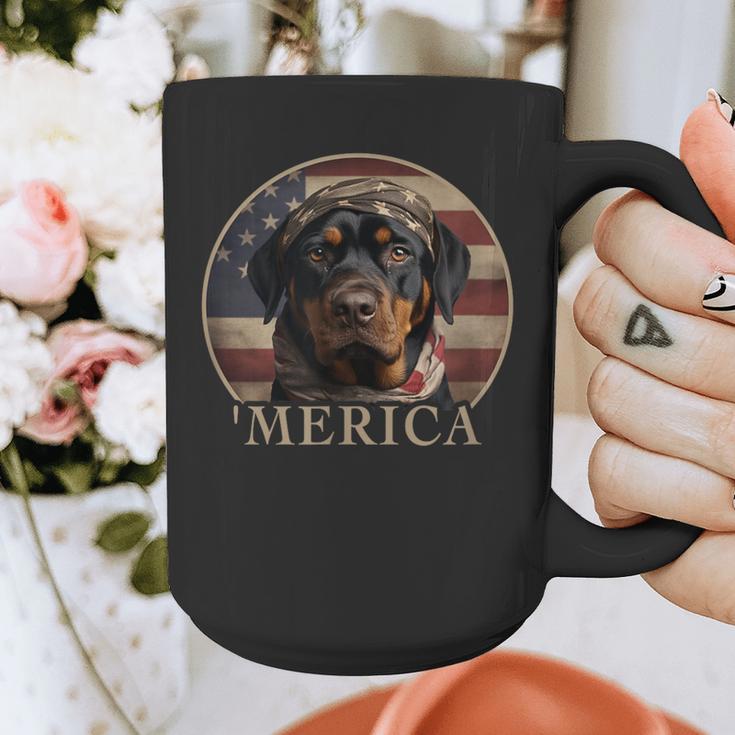 Rottie Dog Mom Dad 'Merica Rottweiler Graphic Print Coffee Mug