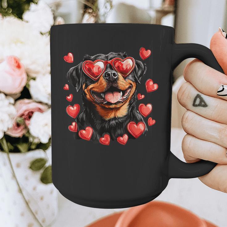 Rottweiler Heart Glasses Cute Rottie Dog Lover Mom Dad Kids Graphic Print Coffee Mug