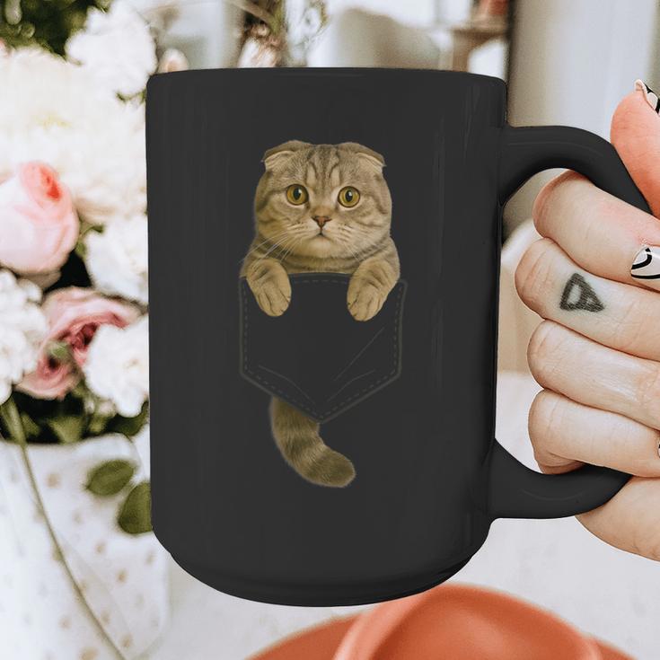 Scottish Fold Cat Pocket Cat Mom Cat Dad Cat Lover Graphic Print Coffee Mug