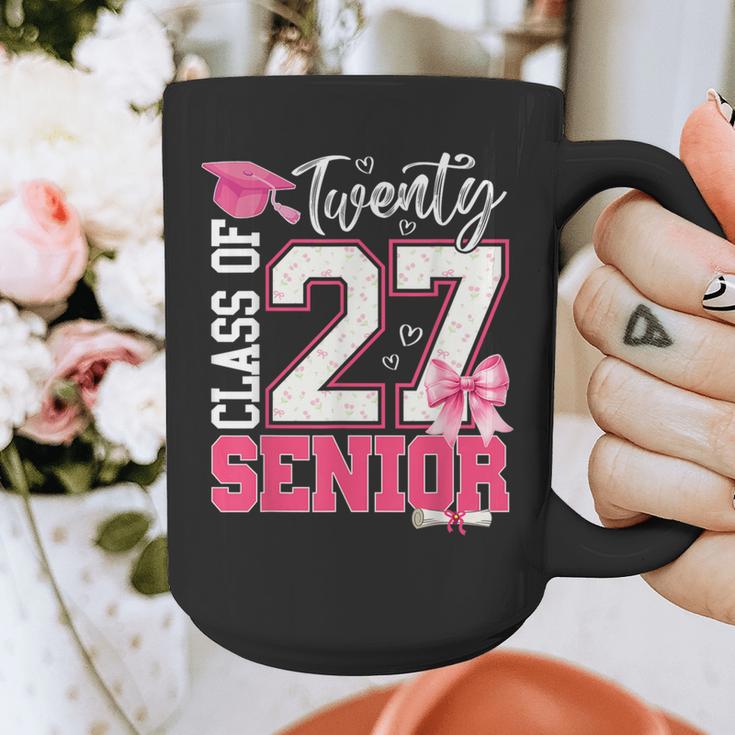 Senior 2027 Class Of 2027 Pink Coquette Bow Graduation Girl Graphic Print Coffee Mug