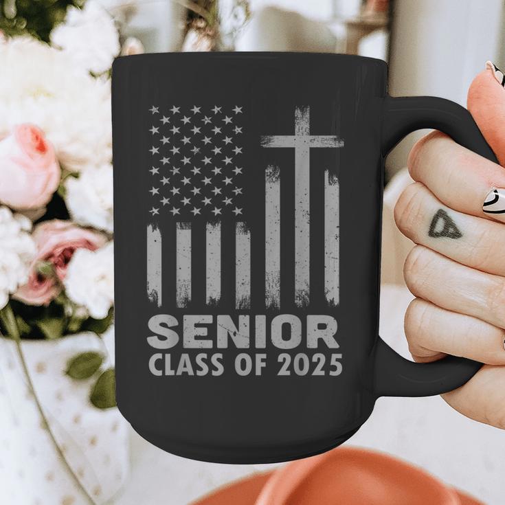 Senior Class Of 2025 USA Flag Cross Christian Graduation Graphic Print Coffee Mug