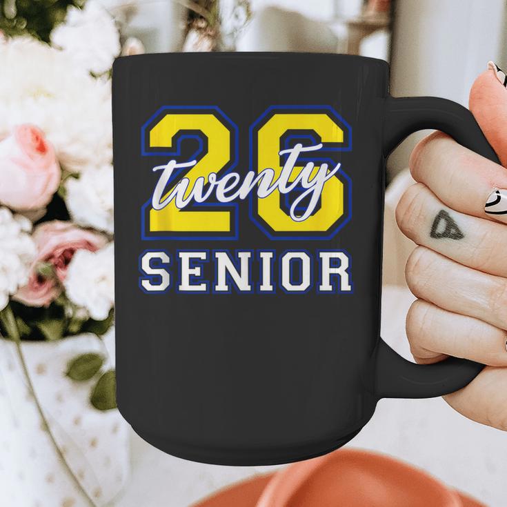 Senior Class 2026 Graduation Yellow Blue Letters Graphic Print Coffee Mug