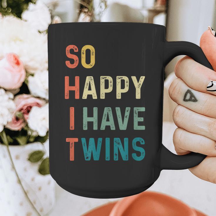 So Happy I Have Twins Mom Dad Parent Saying Slogan Graphic Print Coffee Mug