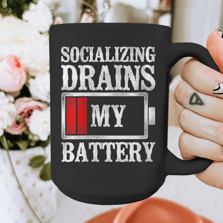 Socializing Drains My Battery Introvert Graphic Print Coffee Mug
