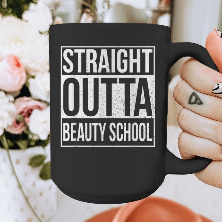 Straight Outta Beauty School Graduation Distressed Graphic Print Coffee Mug