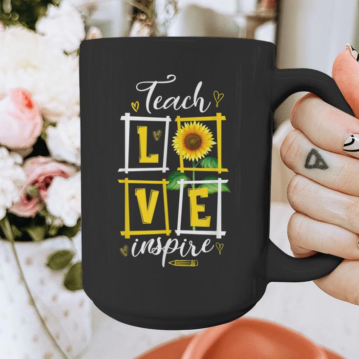 Sunflower Teach Love Inspire Cool Graduation Teacher School Graphic Print Coffee Mug