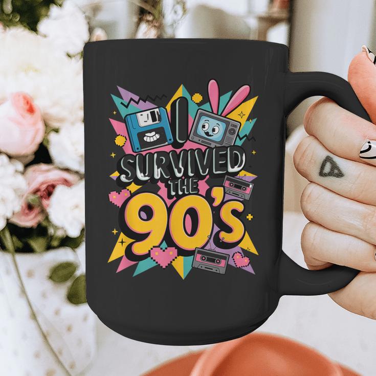 I Survived The 90s – Cute Retro Cartoon Nostalgia Graphic Print Coffee Mug
