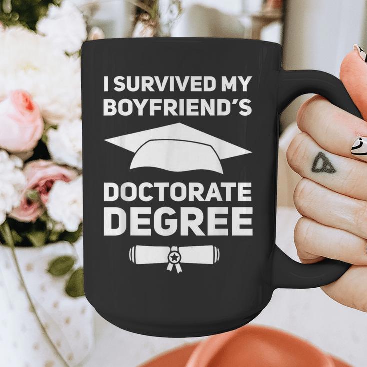 I Survived My Boyfriend's Doctorate Degree Graduation Graphic Print Coffee Mug