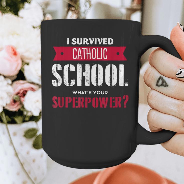 I Survived Catholic School Shirt Catholic Graduation Graphic Print Coffee Mug