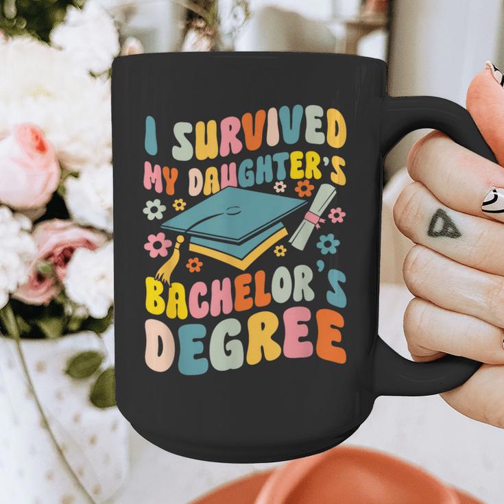 i Survived My Daughter's Bachelors Degree Groovy Graduation Graphic Print Coffee Mug