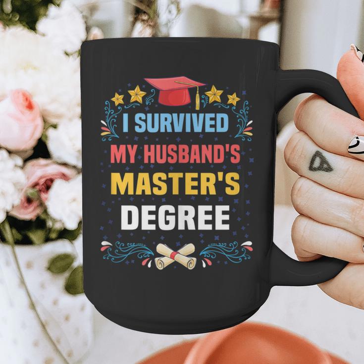 I Survived My Husband's Masters Degree Graduation Graphic Print Coffee Mug