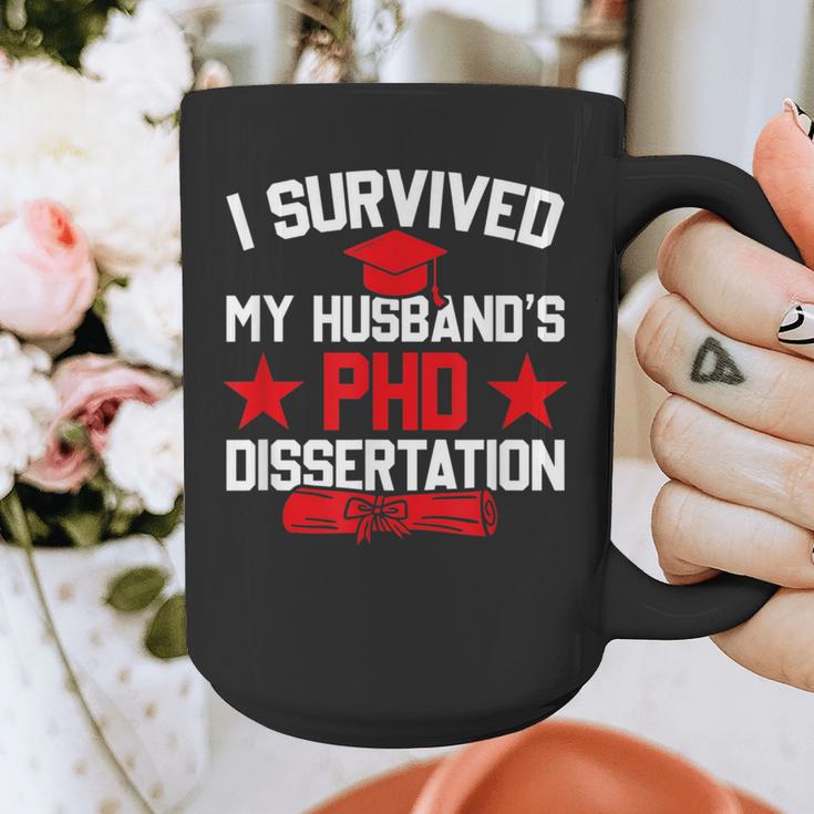 I Survived My Husband's PHD Dissertation Graduation Graphic Print Coffee Mug