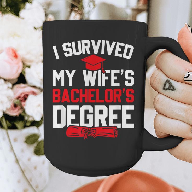 I Survived My Wife's Bachelor's Degree Graduation Graphic Print Coffee Mug