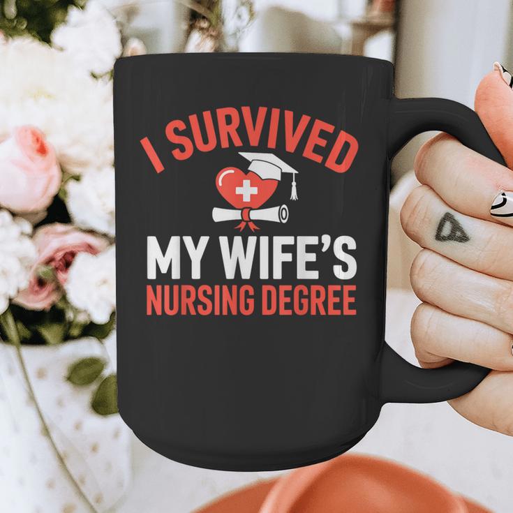 I Survived My Wife's Nursing Degree Rn Graduation Nurse Graphic Print Coffee Mug