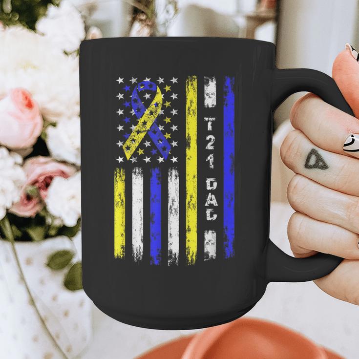 T21 Dad American Flag Down Syndrome Awareness Graphic Print Coffee Mug