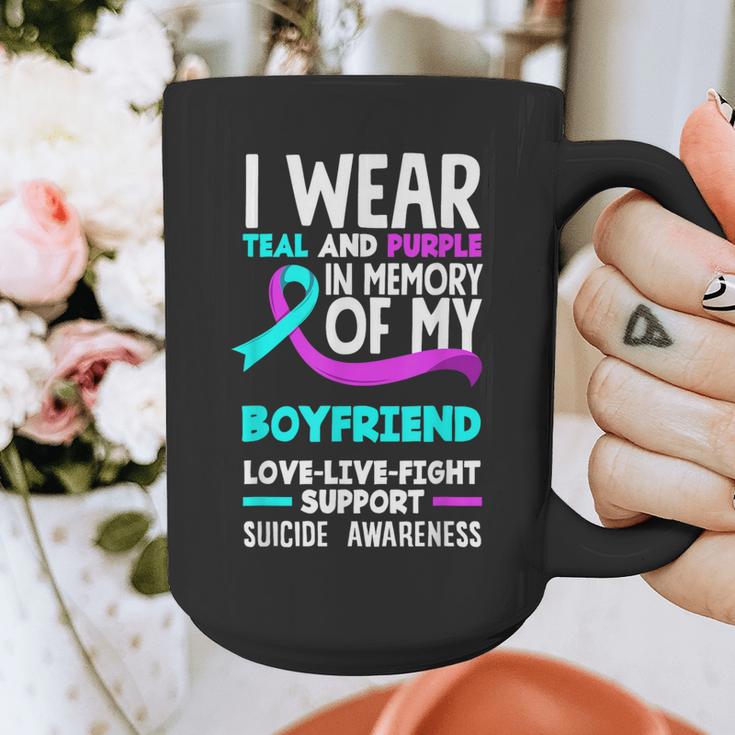 Teal & Purple In Memory Of My Boyfriend Suicide Prevention Graphic Print Coffee Mug Teal & Purple In Memory Of My Boyfriend Suicide Prevention Graphic Print Coffee Mug