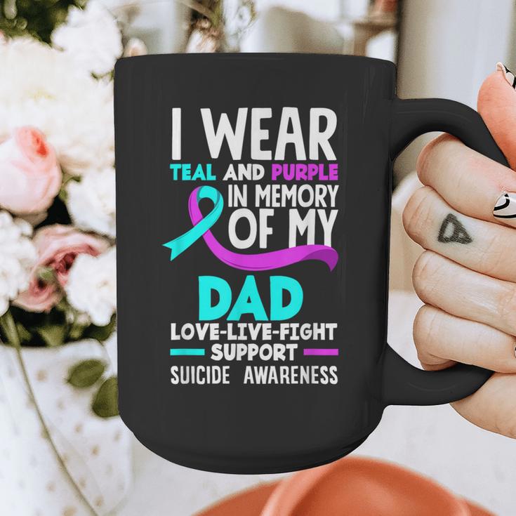 Teal & Purple In Memory Of My Dad Suicide Prevention Graphic Print Coffee Mug Teal & Purple In Memory Of My Dad Suicide Prevention Graphic Print Coffee Mug