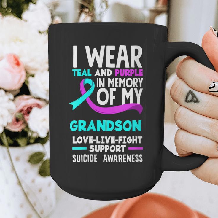 Teal & Purple In Memory Of My Grandson Suicide Prevention Graphic Print Coffee Mug