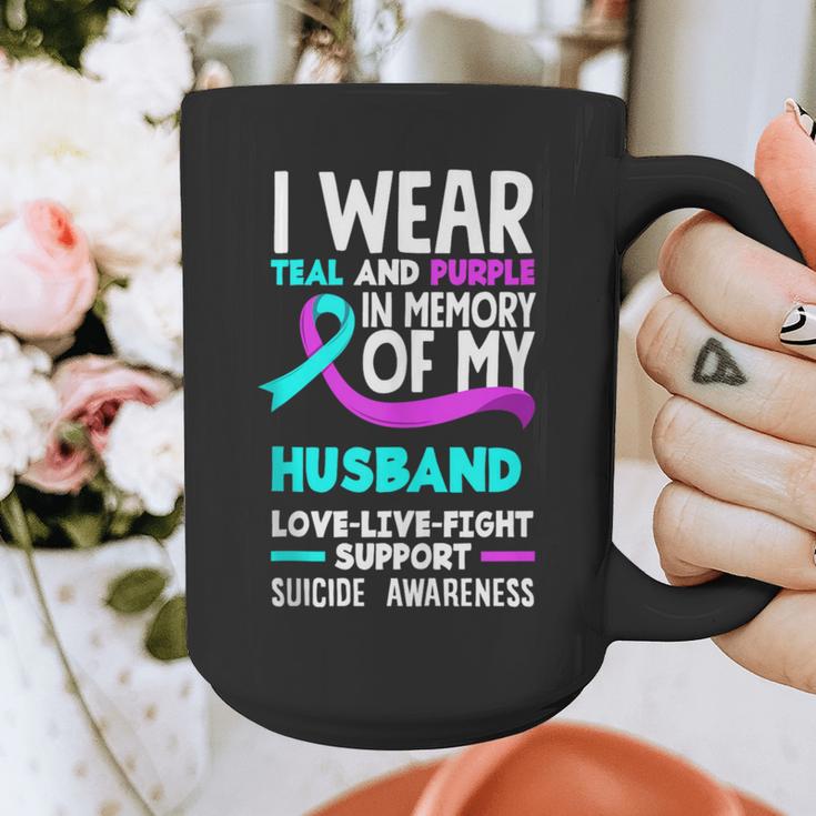 Teal & Purple In Memory Of My HusbandSuicide Prevention Graphic Print Coffee Mug