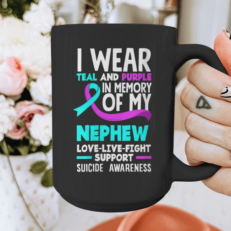 Teal & Purple In Memory Of My Nephew Suicide Prevention Graphic Print Coffee Mug Teal & Purple In Memory Of My Nephew Suicide Prevention Graphic Print Coffee Mug