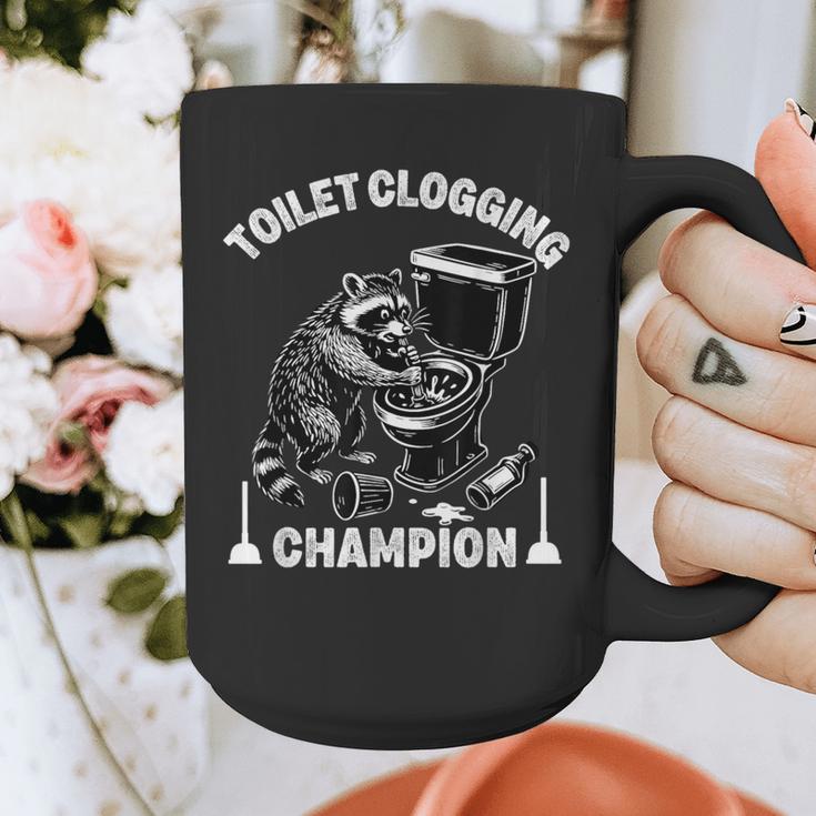 Toilet Clogging Champion Dad Joke Raccoon Trash Panda Graphic Print Coffee Mug