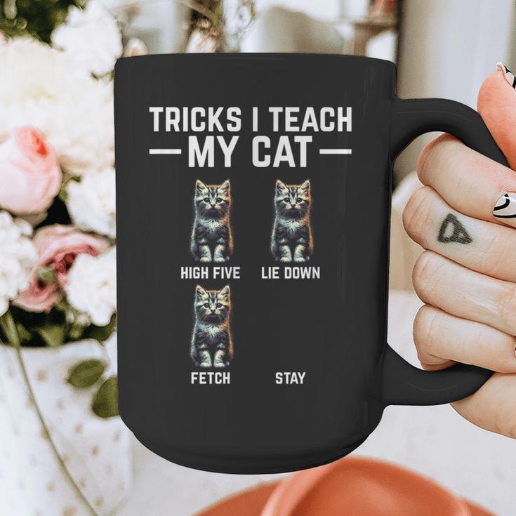 Tricks I Teach My Cat Cat Owner Kitten Dad Mom Kitty Graphic Print Coffee Mug