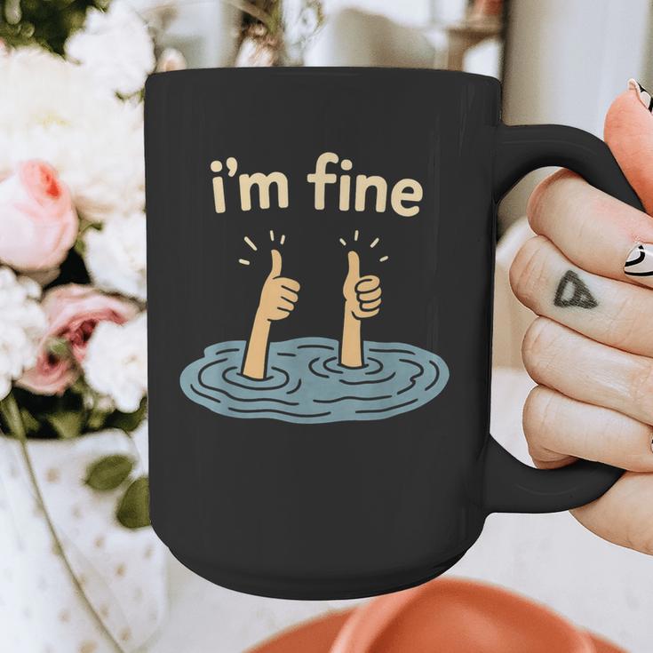 Two Thumbs Up I'm Fine Sarcastic Meme Introvert Humor Graphic Print Coffee Mug