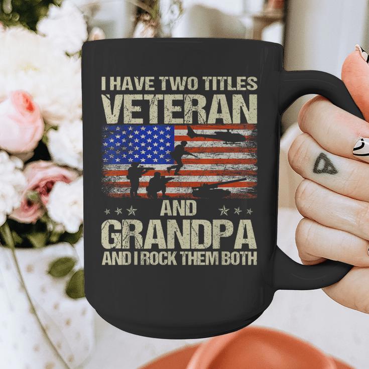 I Have Two Titles Veteran And Grandpa Dad Papa Grandpa Graphic Print Coffee Mug