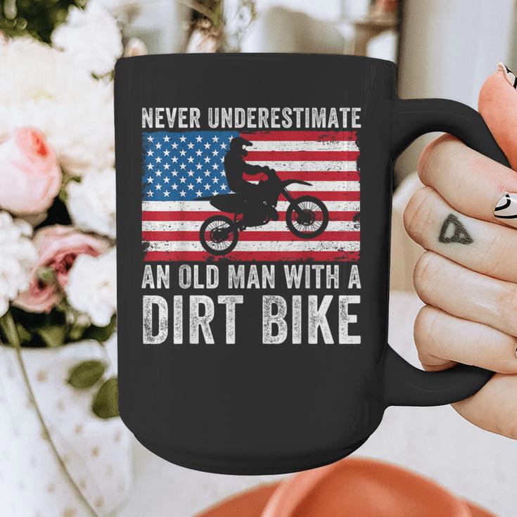 Never Underestimate An Old Man With A Dirt Bike Grandpa Dad Graphic Print Coffee Mug