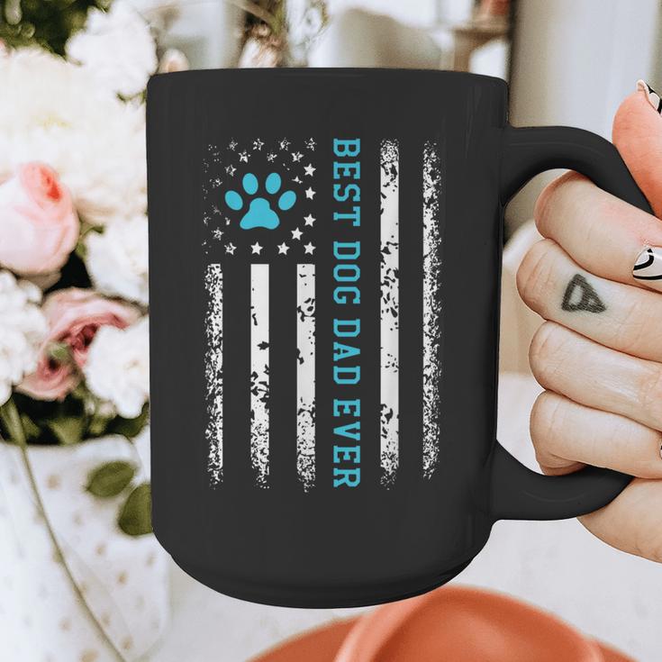 USA Flag Best Dog Dad Ever American Puppy Lover Paw Graphic Print Coffee Mug