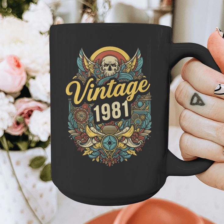Vintage 1981 Retro Badge Nostalgia Eighties Compass Skull Graphic Print Coffee Mug Vintage 1981 Retro Badge Nostalgia Eighties Compass Skull Graphic Print Coffee Mug