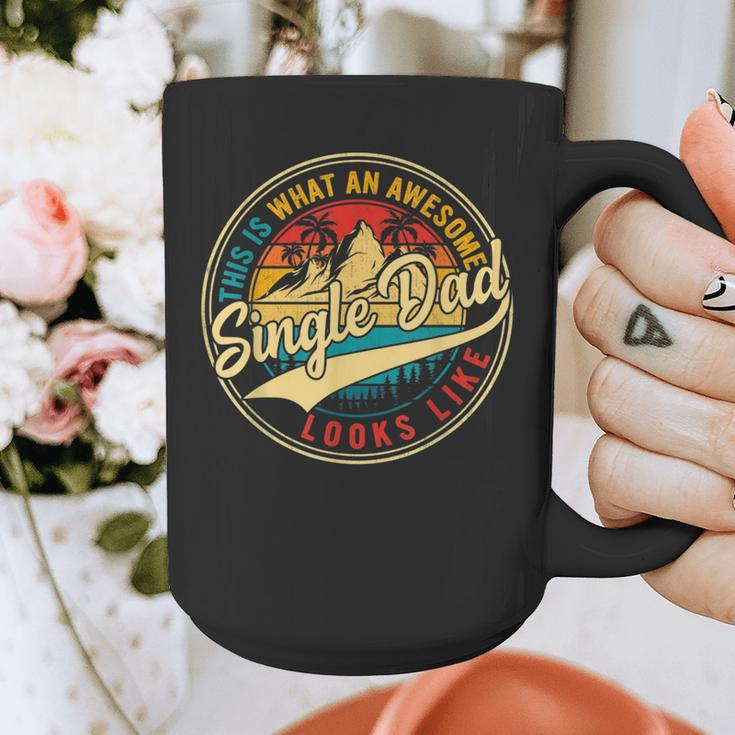 Vintage Awesome Single Dad Retro Fathers Day For Dad Grandpa Graphic Print Coffee Mug