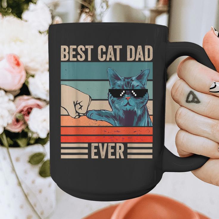 Vintage Best Cat Dad Ever Bump Fist Father's Day Cat Daddy Graphic Print Coffee Mug