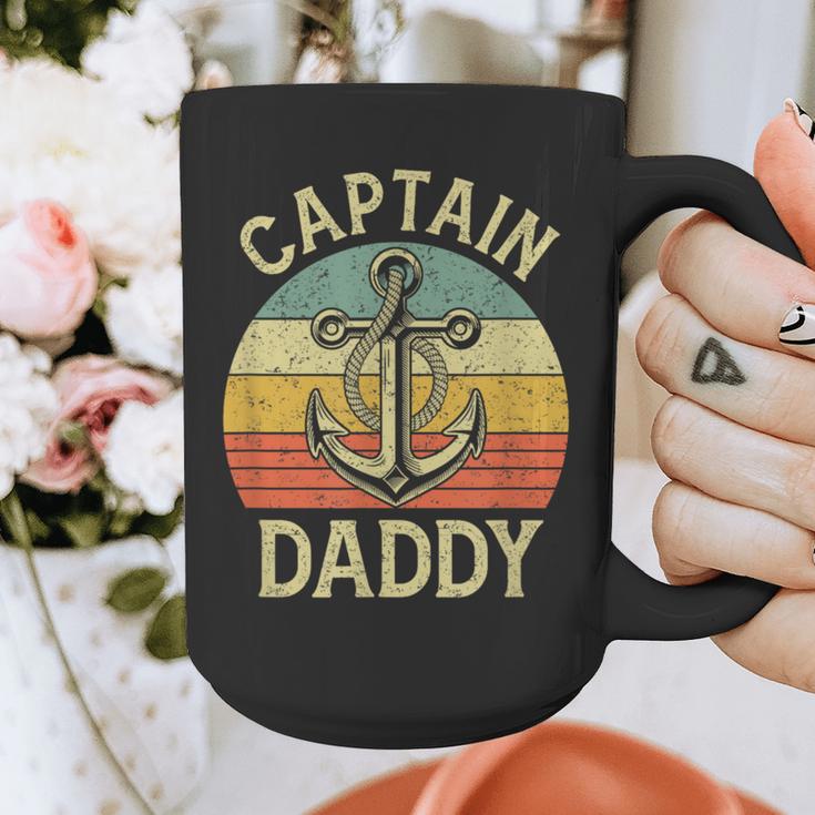 Vintage Captain Daddy Boat Pontoon Dad Fishing Sailor Anchor Graphic Print Coffee Mug