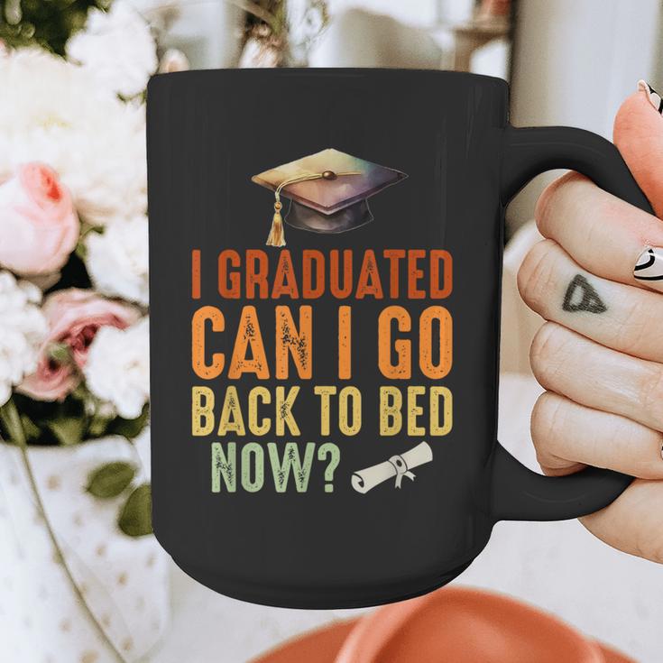 Vintage I Graduated Can I Go Back To Bed Now Graduation Graphic Print Coffee Mug