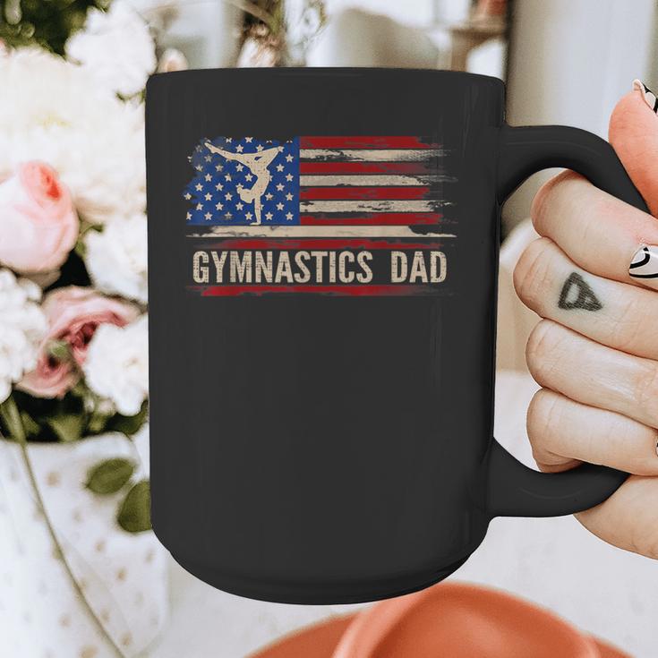 Vintage Gymnastics Dad American USA Flag Sports Graphic Print Coffee Mug