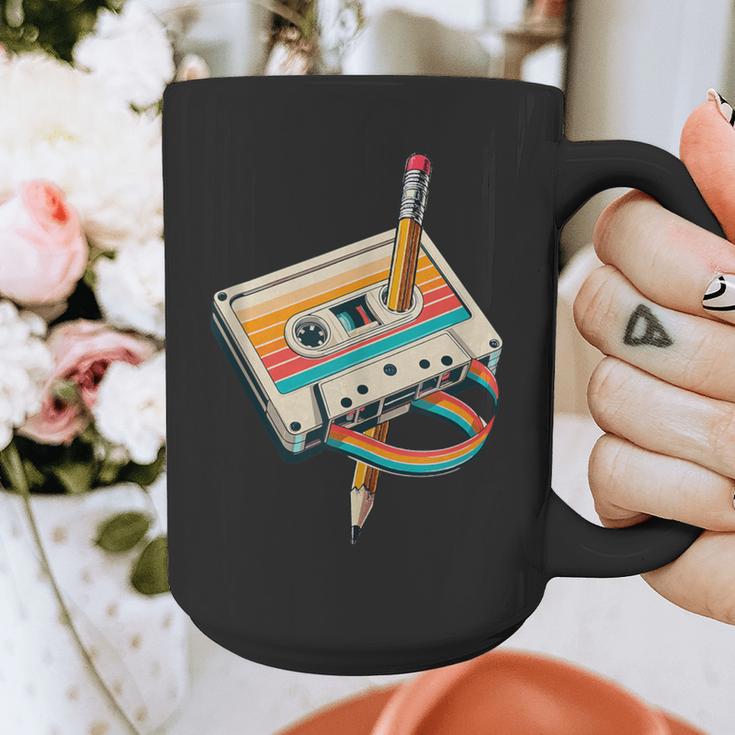 Vintage Pencil Rewind Cassette Tape Nostalgia Party 80s 90s Graphic Print Coffee Mug
