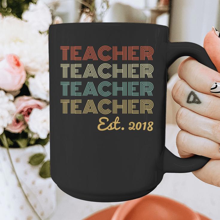 Vintage Teacher Established 2018 Graduation Men Graphic Print Coffee Mug